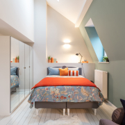 Orange and blue bed