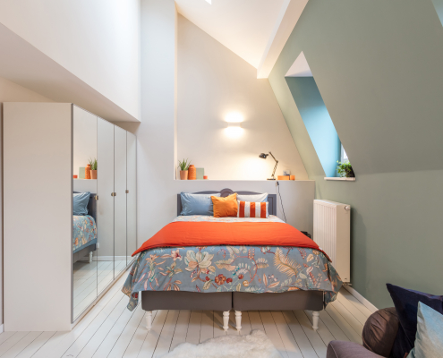 Orange and blue bed